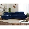 Lisa Design Canapé D'angle Gauche Convertible 5 Places NAIROBI - Velours Bleu Nui...