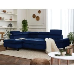 Lisa Design Canapé D'angle Gauche Convertible 5 Places NAIROBI - Velours Bleu Nui... 9 Lisa Design Canapé D'angle Gauche Convertible 5 Places NAIROBI - Velours Bleu Nui... -Vente-unique shop nairobi canape d angle convertible en velours 5 places avec tetieres gauche 2