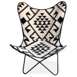 Alterego Fauteuil Papillon 'FOX' En Coton Blanc Et Motifs Noirs -Vente-unique shop name 7927311 20046953 1200x1200