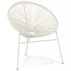 Alterego Fauteuil Lounge 'TIKI' Rond Blanc Intérieur / Extérieur