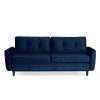 Lisa Design Canapé Droit Convertible 3 Places NILS - Velours Bleu Nuit -Vente-unique shop nils canape droit 3 places convertible avec coffre de rangement velours