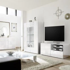 NOUVOMEUBLE Petit Meuble TV 120 Cm Blanc Laqué Design ELMA -Vente-unique shop petit meuble tv 120 cm blanc laque design elma 11683930 30775142 1140x1140