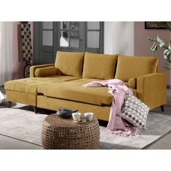 Bestmobilier POLAR - Canapé D'angle Réversible Convertible - En Velours Au Design... -Vente-unique shop polar canape d angle reversible convertible en velours au design scandinave 4 places 1