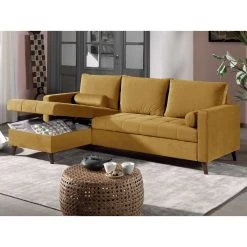 Bestmobilier POLAR - Canapé D'angle Réversible Convertible - En Velours Au Design... -Vente-unique shop polar canape d angle reversible convertible en velours au design scandinave 4 places 2