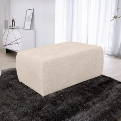 MES Pouf 102x60x44 Cm En Tissu Bouclettes Beige - ALESIO