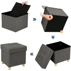 HELLOSHOP26 Pouf Coffre De Rangement Gain De Place 38 X 38 X 40 Cm Boîte Tabouret... -Vente-unique shop pouf coffre de rangement gain de place 38 x 38 x 40 cm boite tabouret pliable repose pieds 40 litres grise foncee 120000425 12690916 34082876 1140x1140