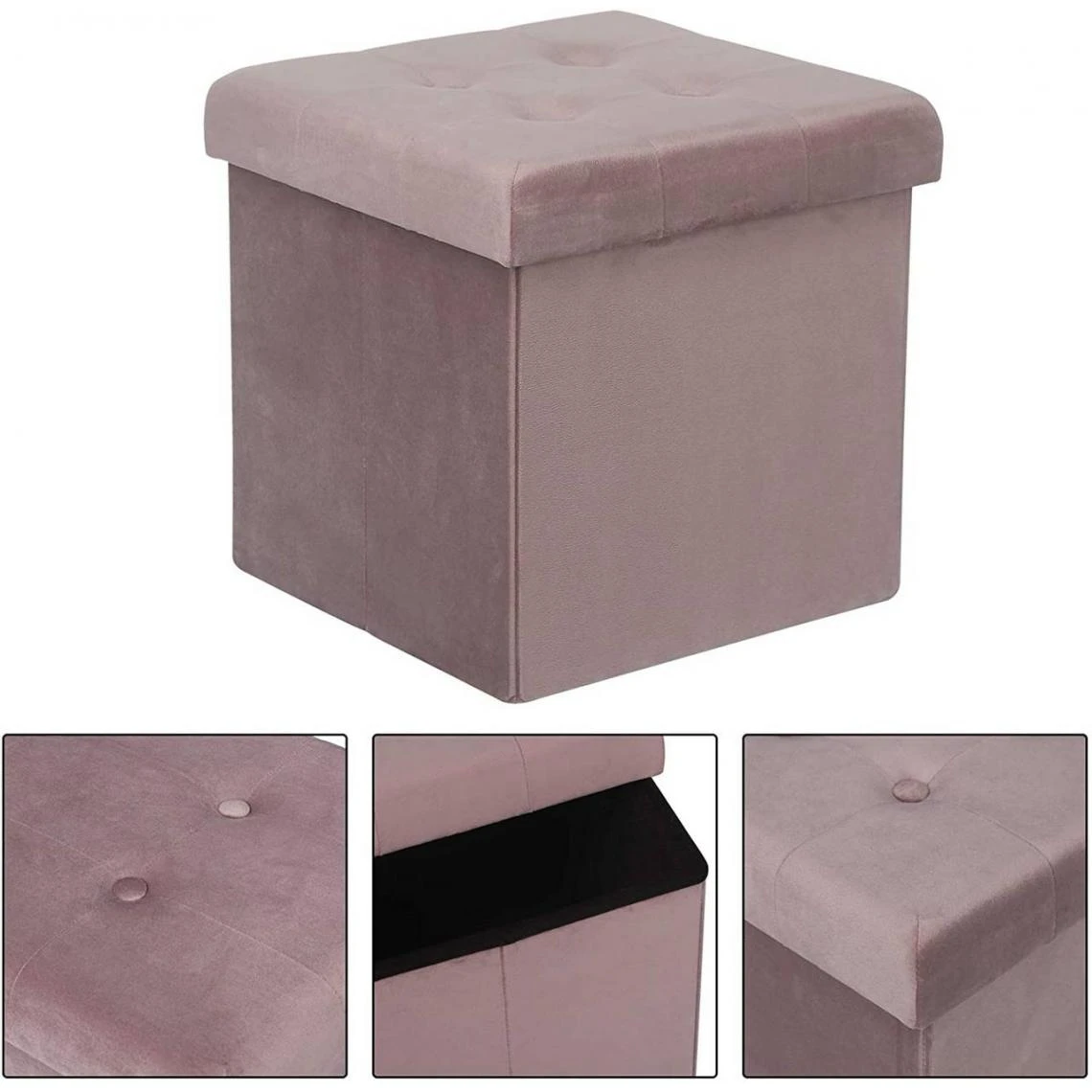 HELLOSHOP26 Pouf En Velours Avec Espace De Rangement Martin Rose 19_0000094 6 HELLOSHOP26 Pouf En Velours Avec Espace De Rangement Martin Rose 19_0000094 – Image 4