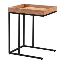 Altobuy RENO - Table D'Appoint Effet Chêne Et Métal Noir