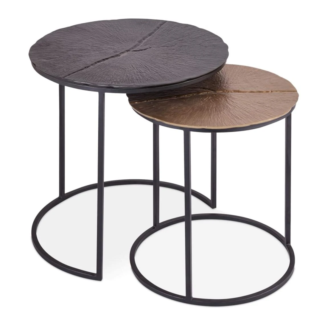 Rousseau Ensemble Tables D'appoint 2 Pcs Magrite Métal Gris Et Cuivre 4 Rousseau Ensemble Tables D'appoint 2 Pcs Magrite Métal Gris Et Cuivre – Image 2
