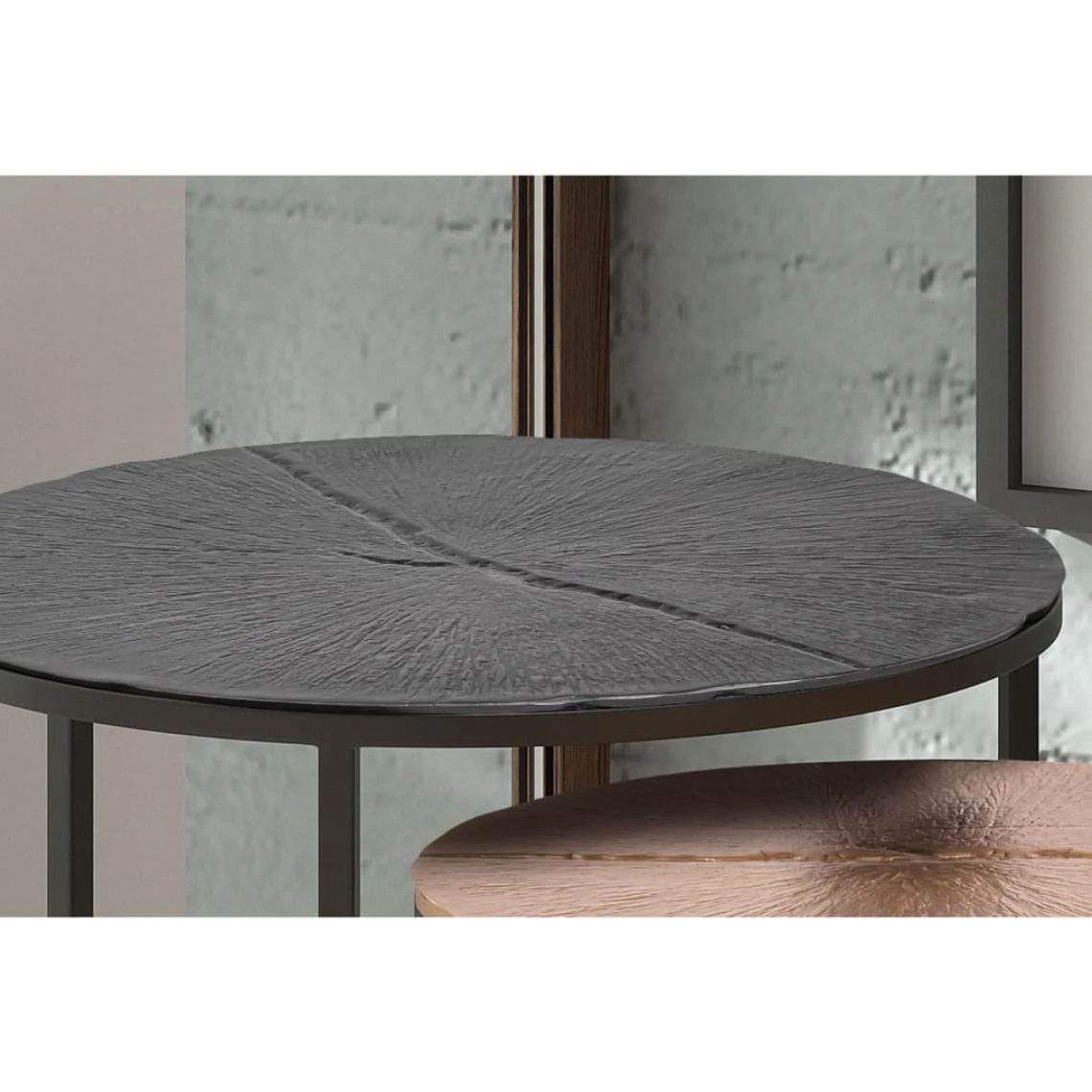 Rousseau Ensemble Tables D'appoint 2 Pcs Magrite Métal Gris Et Cuivre 5 Rousseau Ensemble Tables D'appoint 2 Pcs Magrite Métal Gris Et Cuivre – Image 3