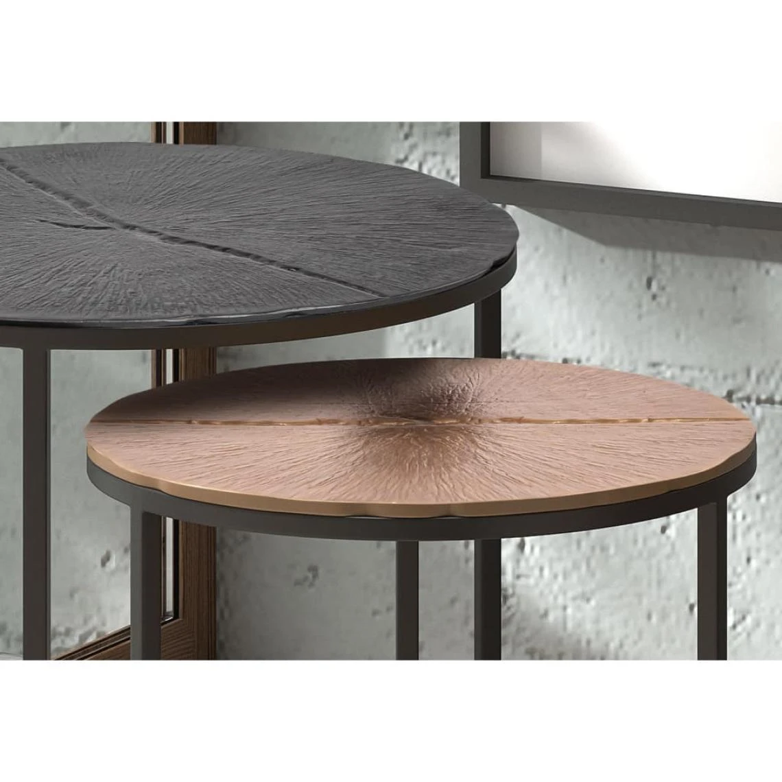 Rousseau Ensemble Tables D'appoint 2 Pcs Magrite Métal Gris Et Cuivre 6 Rousseau Ensemble Tables D'appoint 2 Pcs Magrite Métal Gris Et Cuivre – Image 4