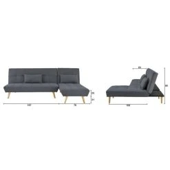 CSTORE SANDRO Canapé D'angle Clic-Clac Réversible Scandinave 3 Places - Tis... -Vente-unique shop sandro canape dangle clic clac reversible scandinave 3 places tissu gris fonce capitonne avec coussins l 224 x p 86 x h 136 cm 11511194 30142864 1140x1140
