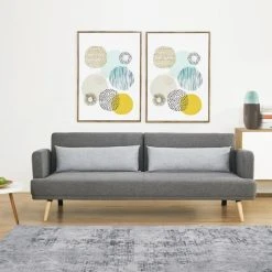 SANS MARQUE SELENA Clic Clac - Tissu Gris - Pieds Bois Naturel - L 214 X P 90 X H ... -Vente-unique shop selena clic clac tissu gris pieds bois naturel l 214 x p 90 x h 82 cm 7699438 23225719 1140x1140