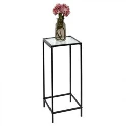 The Home Deco Factory Sellette Plateau En Verre Texturé Rosa. -Vente-unique shop sellette design en verre et metal rosa 70cm noir 10034094 25810456 1140x1140