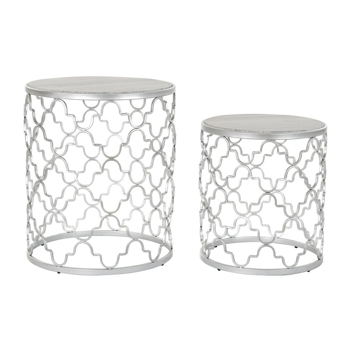 Pegane Set De 2 Tables D'appoints En Marbre Et Métal 3 Pegane Set De 2 Tables D'appoints En Marbre Et Métal