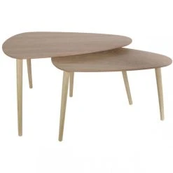 3S. X Home Set De 2 Tables Gigognes Galets Piétement En Bois TOMMY