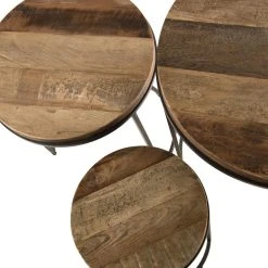 MACABANE Set De 3 Tables D'appoint Gigogne Bois De Teck Recyclé Et Métal - SI... -Vente-unique shop set de 3 tables dappoint gigogne bois de teck recycle et metal siana design 1235639 4 1140x1140