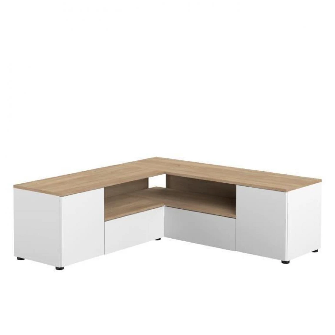 Meuble TV ANGLE 130 - Blanc Et Chêne Naturel - TEMAHOME 4 Meuble TV ANGLE 130 - Blanc Et Chêne Naturel - TEMAHOME – Image 2