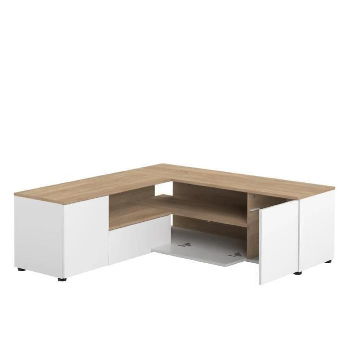 Meuble TV ANGLE 130 - Blanc Et Chêne Naturel - TEMAHOME 6 Meuble TV ANGLE 130 - Blanc Et Chêne Naturel - TEMAHOME – Image 4