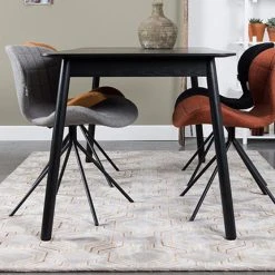 MES Table à Manger 120/162x80x76 Cm Décor Frêne Noir - GLIMPS