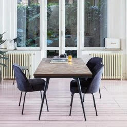 MES Table à Manger 180x90x76 En Teck Recyclé Marron Et Noir - YUMI