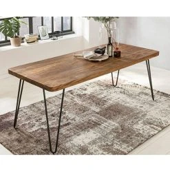 MES Table à Manger 200x80x76 Cm En Sheesham Et Métal - SURATE