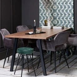 MES Table à Manger 200x90x75 Cm Naturel Et Noir - BAKARI