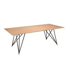 MES Table à Manger 220 Cm En Chêne Et Pieds Croisés En Métal - PHRAE