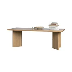 MES Table à Manger 220x90x75 Cm En Placage Chêne Naturel