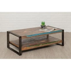 Delorm Table Basse 120 Cm Double Plateaux En Teck Recyclé - TUNDRA
