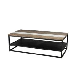 MES Table Basse 120 Cm En Acacia Et Métal - DANUBE