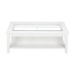 Vente-unique Table Basse GUERANDE - Pin Blanc Et Verre Trempé -Vente-unique shop table basse 218645