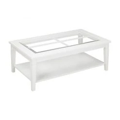 Vente-unique Table Basse GUERANDE - Pin Blanc Et Verre Trempé -Vente-unique shop table basse 218647 2