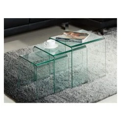 Marque Generique Lot De 3 Tables Basses Gigognes MINKA - Verre Courbé -Vente-unique shop table basse 224509
