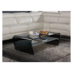 Marque Generique Table Basse KELLY - Verre Trempé Noir - Tablette Blanche Laquée 10 Marque Generique Table Basse KELLY - Verre Trempé Noir - Tablette Blanche Laquée -Vente-unique shop table basse 241211