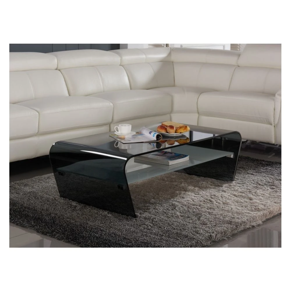 Marque Generique Table Basse KELLY - Verre Trempé Noir - Tablette Blanche Laquée 6 Marque Generique Table Basse KELLY - Verre Trempé Noir - Tablette Blanche Laquée – Image 4