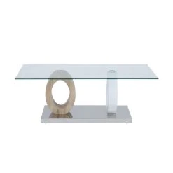 Marque Generique Table Basse AYANE - Verre Trempé Et MDF - Chêne & Blanc -Vente-unique shop table basse 310037