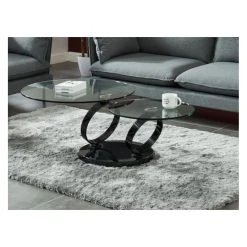 Marque Generique Table Basse Avec Plateaux Pivotants JOLINE - Verre Trempé Transparent... -Vente-unique shop table basse 351351 1