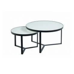 Marque Generique Tables Basses Gigognes JOHANNE - Verre Trempé Blanc & Métal Noir 11 Marque Generique Tables Basses Gigognes JOHANNE - Verre Trempé Blanc & Métal Noir -Vente-unique shop table basse 355861