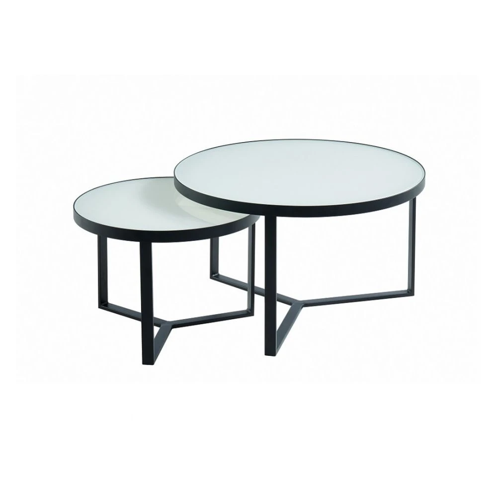 Marque Generique Tables Basses Gigognes JOHANNE - Verre Trempé Blanc & Métal Noir 7 Marque Generique Tables Basses Gigognes JOHANNE - Verre Trempé Blanc & Métal Noir – Image 5