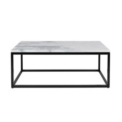 MES Table Basse 90x40x35 Cm En Marbre Et Acier