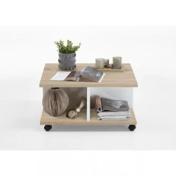 3S. X Home Table Basse A Roulettes Marron Bois Blanc Brillant GROOVE 8 3S. X Home Table Basse A Roulettes Marron Bois Blanc Brillant GROOVE -Vente-unique shop table basse a roulettes marron bois blanc brillant groove 261299 3 1140x1140