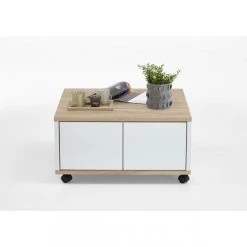 3S. X Home Table Basse A Roulettes Marron Bois Blanc Brillant GROOVE 9 3S. X Home Table Basse A Roulettes Marron Bois Blanc Brillant GROOVE -Vente-unique shop table basse a roulettes marron bois blanc brillant groove 261299 4 1140x1140