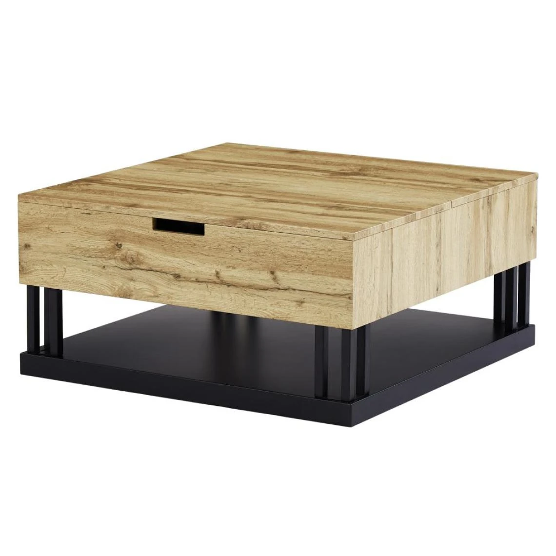 Vente-unique Table Basse Avec 2 Plateaux Relevables - MDF Et Acier - Naturel Et Noi... 7 Vente-unique Table Basse Avec 2 Plateaux Relevables - MDF Et Acier - Naturel Et Noi... – Image 5