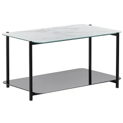 Beliani Table Basse Avec étagère Effet Marbre Blanc Et Noir GLOSTER