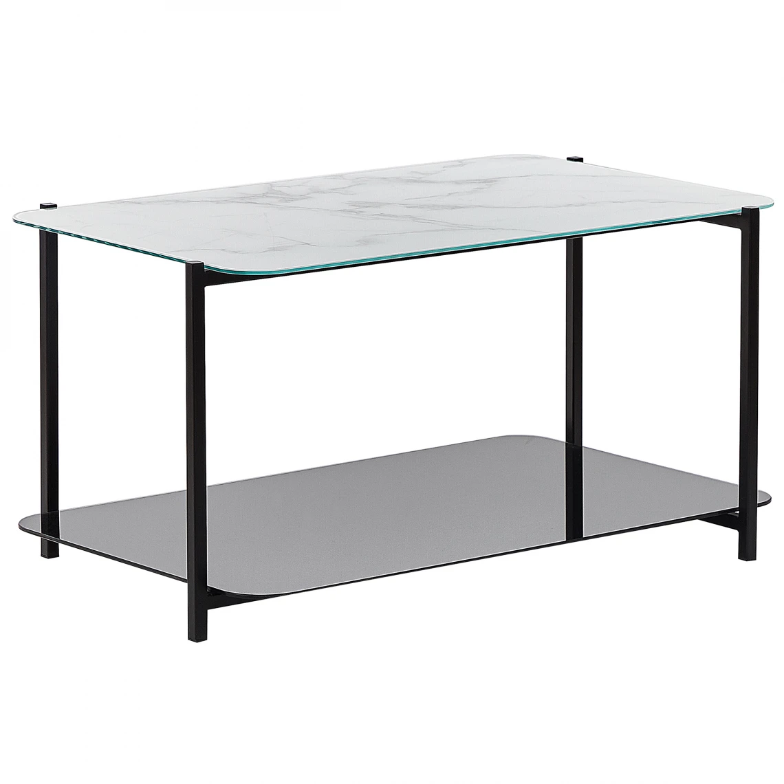 Beliani Table Basse Avec étagère Effet Marbre Blanc Et Noir GLOSTER 3 Beliani Table Basse Avec étagère Effet Marbre Blanc Et Noir GLOSTER