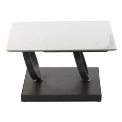 MES Table Basse Avec Plateau Blanc Et Transparent Et Socle Anthracite Mat ...