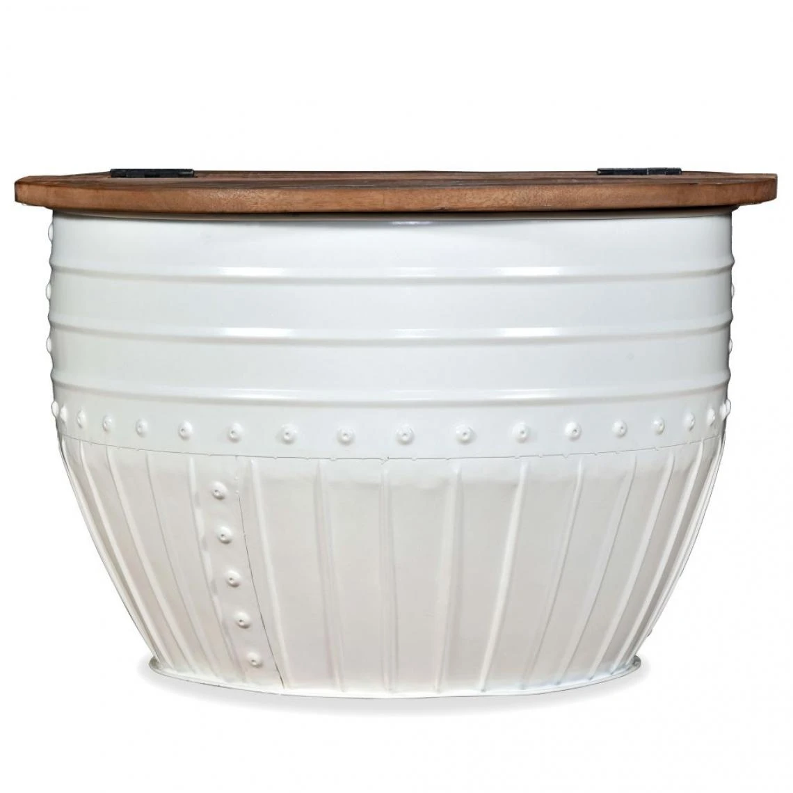 SANS MARQUE Table Basse Bois De Récupération Massif Forme De Baril Blanc - Blanc 7 SANS MARQUE Table Basse Bois De Récupération Massif Forme De Baril Blanc - Blanc – Image 5