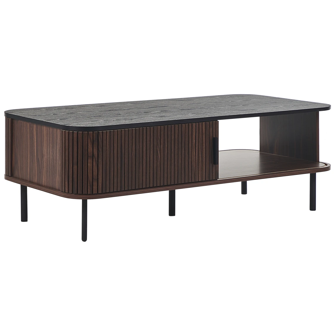 Beliani Table Basse Bois Foncé Et Noir JOSE 3 Beliani Table Basse Bois Foncé Et Noir JOSE