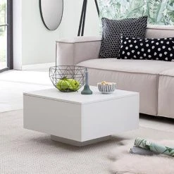 MES Table Basse Coffre 60x60x40 Cm Blanc